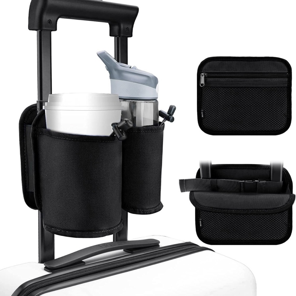 New  Luggage Travel Cup Holders Fits Roll on Suitcase Handles Attachmen - Picture 5 of 15